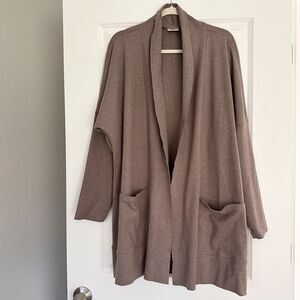 Pact Organic Cotton Cardigan XL XXL Brown Open Front Shawl Collar Cozy Oversized